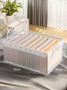 Transparent Christmas Wardrobe Storage Box, 2-In-1 Home & Dorm Clothes Storage Box, Clothing Storage Bag, Cubic Clothes Storage Box, Blanket Storage Basket, Storage Solution, Wardrobe Storage Box & Storage Container, Lidded PVC Storage Box, Foldable Dust-Proof Clothes & Pants Storage Box - Multicolor - View 13