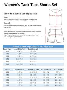 Plus Size Womens Casual Outfits Two Piece Set - Sunset Water Surface Pure Print Fashion Black/Orange/Pink 2pcs Sleeveless Vest Tank Shorts Set - Perfect For Summer Vacation Clothing & - Great Gift For Ladies - trái cam - Xem 5