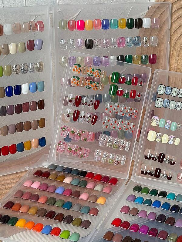 Large Capacity Transparent Visible Nail Polish Color Display Storage Box, Nail Gel Color Organizer, Dust-Proof Portable Fake Nail Accessories Storage Box