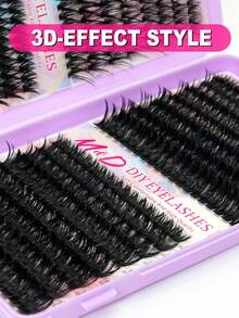 Zestaw do przedłużania rzęs C Curl Lash Clusters, 608 kępek, 100D, pojedyncze, delikatne rzęsy, 9-18 mm, o mieszanej długości, do samodzielnego stosowania w domu. - D - Zobacz 7