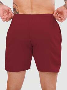 Mauricinho Beach Training Shorts Tactel Men's Plain Basic - Burgundy - View 2