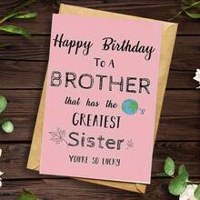 1 Stück personalisierte Geburtstagskarte mit Umschlag, von Schwester für Bruder vorbereitet, interessante Umschlag-Grußbotschaft, individuelle Nachricht, ideales Geschenk zum Geburtstag des Bruders