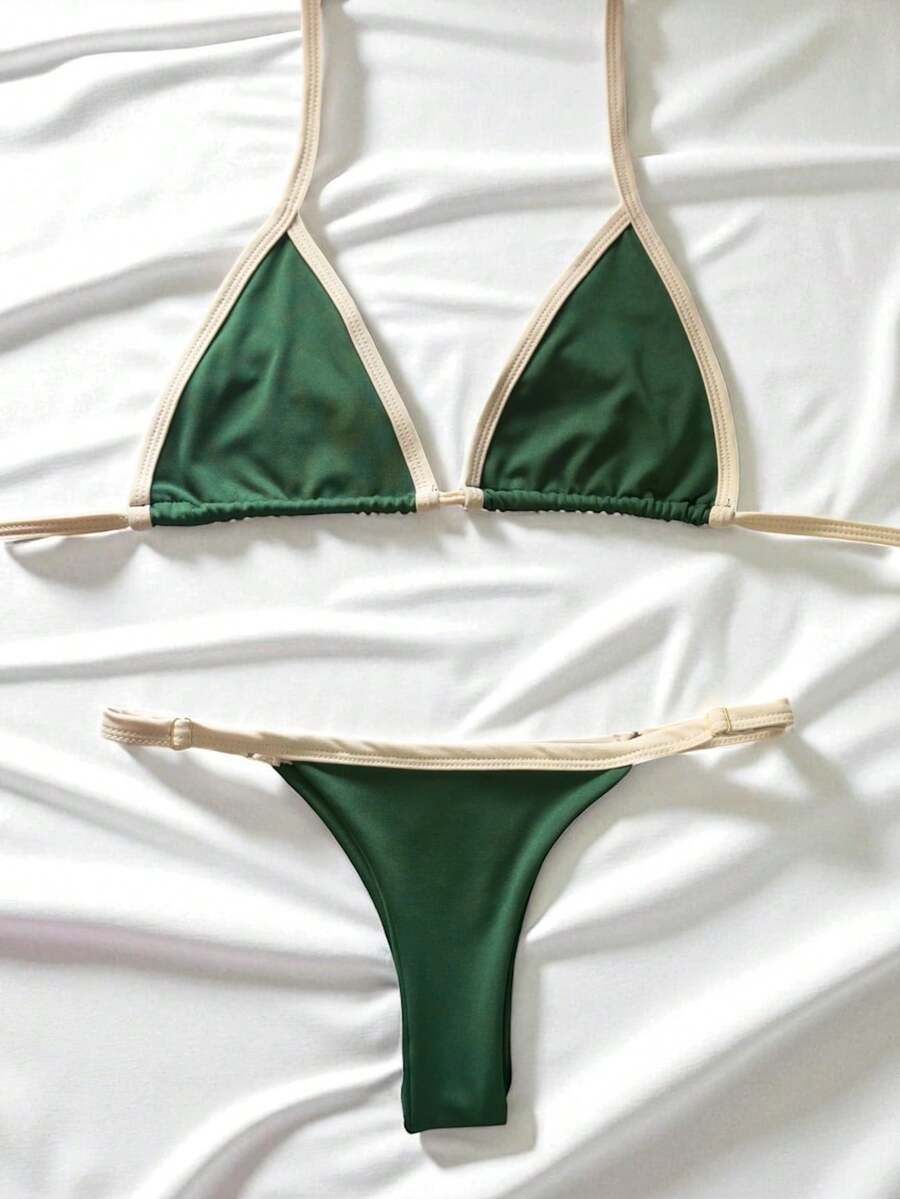Women's Athens Suplex Curtain Bikini With Regulator - Moss Green With Cream - View 1
