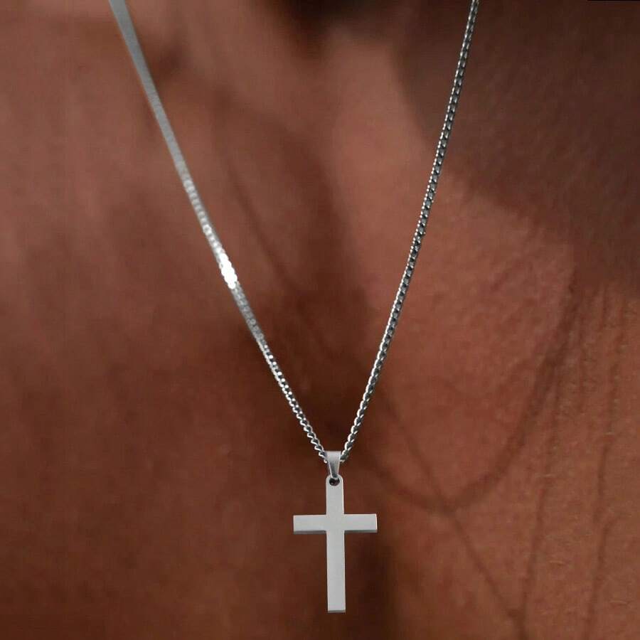 Pendant Necklace Men Stainless Steel Chain Necklace For Men - Stainless Steel Cross - View 1