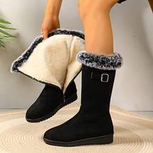 Women's Winter Boots - Non-Slip PU Sole, Soft Lining - Black - Cold Weather Shoes For Everyday And Formal Occasions - Cozy Ankle Boots, Women's Winter Boots, Formal Cold Boots, Fashionable Ankle Boots, Plush Lining, Durable Grip Sole - 黑色 - 查看 1