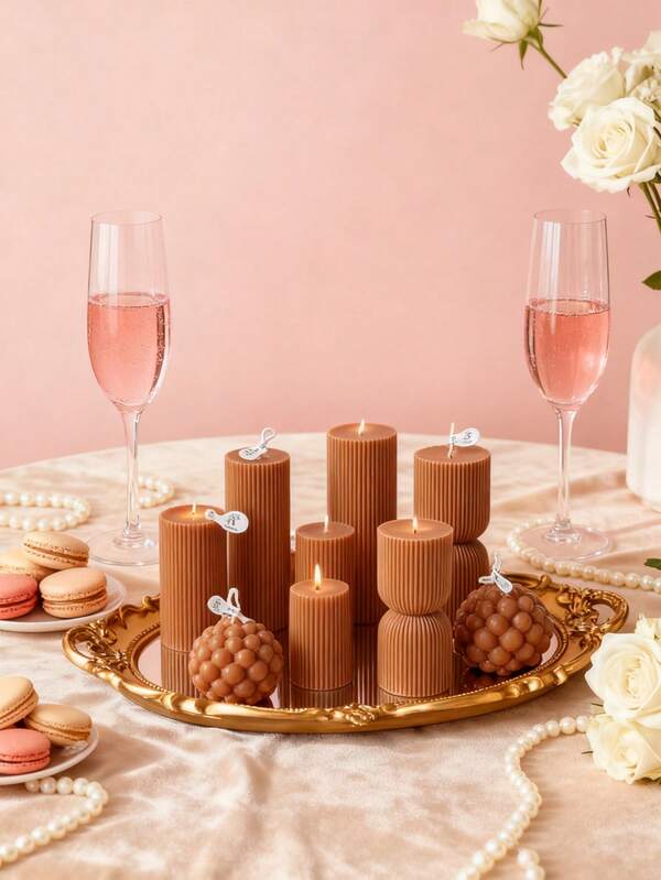 Vela de cera de abelha natural com textura nervurada | Decoração exclusiva para casa, criando uma atmosfera acolhedora, Vela de cera de abelha geométrica com nervuras: realce a decoração da sua casa com aconchego e estilo, usando cera de soja natural de alta qualidade, textura delicada e fina