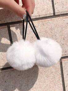 2pcs Cute & Sweet Versatile Fluffy Pom Pom Double Ponytail Hair Scrunchies ,Makeup ,Ponytail Holders ,Hair Elastics ,Hair Rubber Bands ,Hair Rope