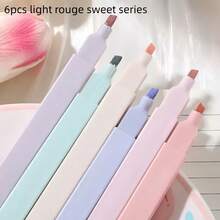 6/12pcs Random Color Muted Neon Highlighter Pens, Rich Color Vintage Style Bright Markers, Large Ink Capacity, Suitable For Students Back To School