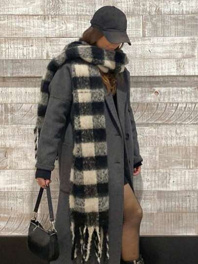 1 pieza Bufanda pequeña a cuadros, suave y cálida para otoño/invierno para vestir