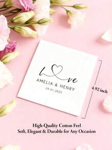 20/40/60/100 Pcs Custom Napkins, Personalized Napkins For Wedding Anniversary, Suitable For Couple, Lovers, Romantic Gift, Napkins Disposable Beverage Dessert Napkins For Wedding Table Decorations Engagement Party, Personalized Wedding Napkins, Unique Ideal Gifts For Her - Phong cách 7 - Xem 5