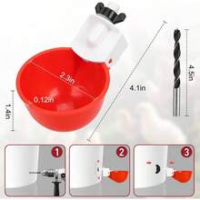 Chicken Waterer Cups, 8 Pack Red Automatics Chicken Waterer, Professional Poultry Cups Suitable Chicks, Duck, Goose, Turkey And Bunny Various Poultry, Compatible With Various Containers - Red + Small - View 4