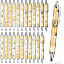 24 piezas Juego de bolígrafos retráctiles con diseño de abeja, tinta negra suave de punta fina con diseño floral, bolígrafos lindos para oficina, escuela, adolescentes, amantes de los animales, regalo de Navidad