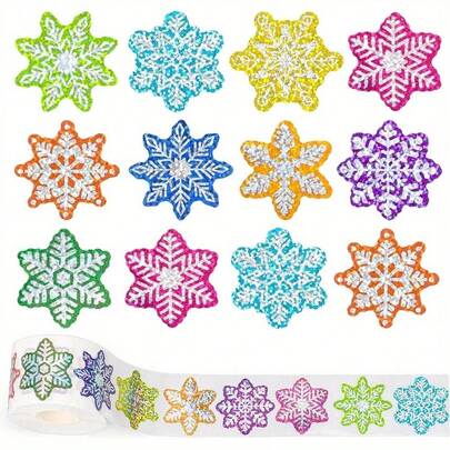 500 Pieces Of Christmas Snowflake Stickers - Laser Colored Waterproof Sealing Stickers, Suitable For Envelopes, Gifts, And Party Decorations (Self-Adhesive, 9 Styles), Christmas Decorations
