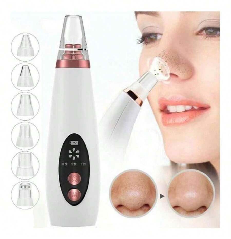 Multifunctional Blackhead Remover Cleaning Device - White With Rose Gold - View 1