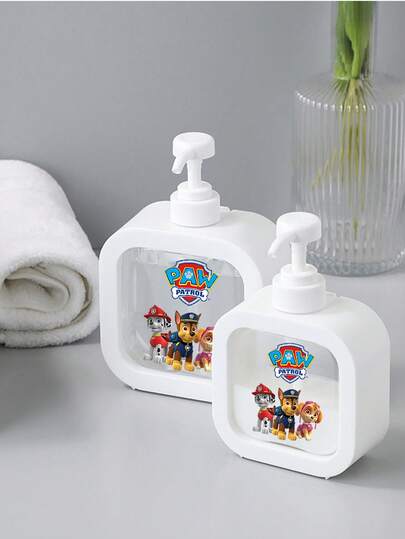 Paw Patrol 1 Bottle Paw Patrol Large Capacity Simple Transparent Refillable Dispensing Bottle Push-Type Lotion Bottle Plastic Transparent Visible Portable Square With Cute Cartoon Copy Suitable For Hand Soap, Shower Gel, Detergent, Lotion Home Bathroom Decoration Autumn Decoration Back To School