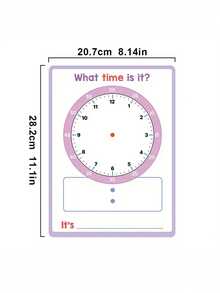 10pcs A4 Time Cognition Learning Writing Children's Clock Practice Sheets, Double-Sided Printing, Reusable - Multicolor - View 3