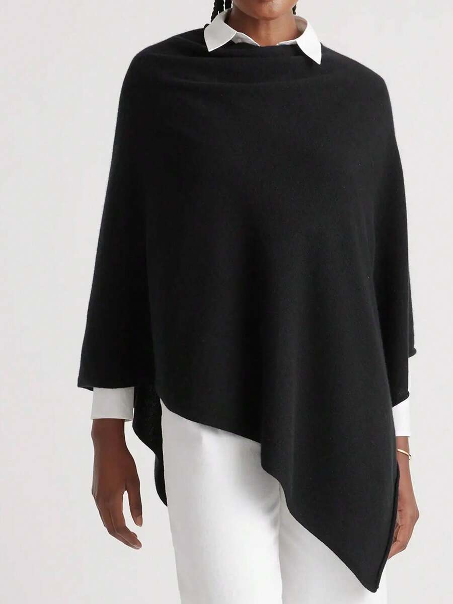 Elegant White Cape-Style Jacket For Women - Black - View 1
