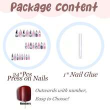 Stiletto Press On Nails Long Fake Nails Black Pink Ombre Glue On Nails 3d Ripple Sliver Chrome Y2k Acrylic Nails 24Pcs Goth Handmade Almond False Nails Manicure Full Cover Stick On Nails - 多色9 - 查看 6