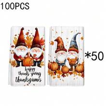 2 pièces/100 pièces Set de serviettes de cuisine avec motif d'automne, de nain et de citrouille, convient pour restaurant, cuisine, salle de bain, décoration intérieure, décoration de fête, cadeau de vacances, peut être offert comme cadeau de Thanksgiving