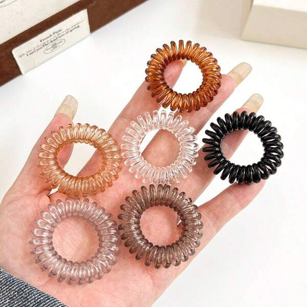 20 Pieces Of Women's High Elasticity Spiral, Wrinkle Free Or Dent Free Coil, Will Not Damage Hair, Telephone Line Coil, Made Of Soft Plastic, Transparent Color Telephone Line, Japanese And Korean Versatile High Elasticity Ponytail, Simple Meatball Hair Rope, Rubber Band, Very Suitable For Daily Use ,Ponytail Holders ,Hair Elastics ,Hair Rubber Bands ,Scrunchies ,Elastic Hair Tie ,Beauty