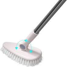 LEIDSANY Cepillo de Limpieza con Retráctil Largo y Cabezal Ajustable 180 Grados - para Cocina Baño Pisos Jardín Estacionamiento - Marron Claro - Ver 9