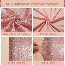 5ft/6ft/6.6ft Glitter Arch Backdrop, Rose Gold/Gold/Silver/Red, Sequin Decor, Polyester, No Power Needed, Perfect For Elegant Photography (Frame Not Included), Wedding & Party Decoration - Multicolor - View 3