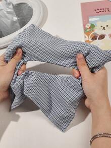 1pc Retro Houndstooth Pattern Colorblock Oversized Fabric Hair Scrunchie, Simple Ponytail/Bun Holder, Korean Style ,Ponytail Holders ,Hair Elastics ,Hair Rubber Bands ,Scrunchies ,Hair Rope ,Elastic Hair Tie ,Makeup