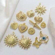 1pc Fashionable Hiphop Style Sun & Heart Pendant, DIY Bracelet, Necklace, Earrings Jewelry Accessory