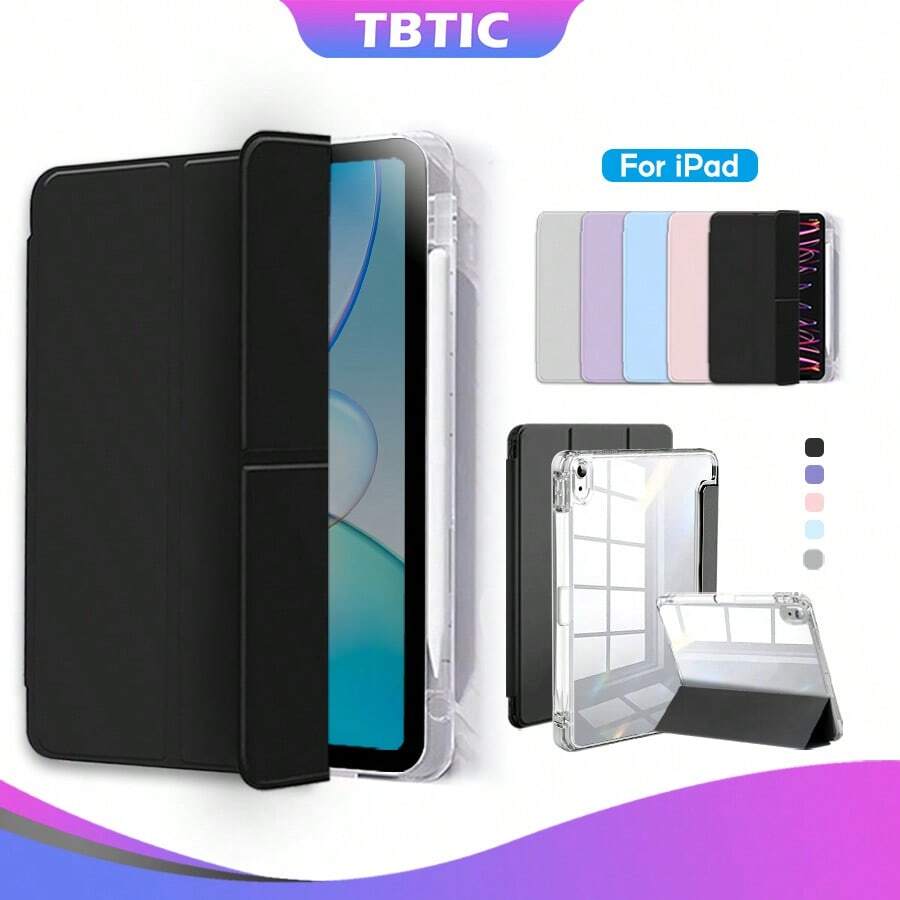 1 pieza Funda compatible para iPad Pro 11 2024 10th 10.9 pulgadas 10.2 9.7 Mini6 con ranura para lápiz y bolígrafo, cubierta acrílica transparente para niños