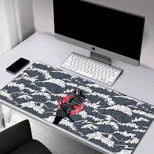MOYAC Mouse Pad para Juegos XXL (300 * 800 mm), Alfombrilla Ratón Impermeable y Antideslizante, Suave y Cómoda, Accesorio de Escritorio, Mousepad para Oficina, Computadoras, Laptops (Olas de Kanagawa) - Samurái - Ver 4