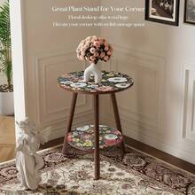 Senmeo 15.75 Inch Small Side Table, Vintage Mini Accent Table Nightstand For Small Spaces, Single Plant Stand Indoor Bed Side Tables For Bedroom Patio Corner Balcony, Ideal Gift For Halloween And Christmas, Small Space Furniture, Patio Decor, Classic Design, Retro Nightstand - 波西米亞主義 - 查看 5
