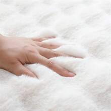 Japanese Rabbit Velvet Mattress Topper Queen - Winter Warm Floor Mattress Pad, Super Soft Thickened Bed Pad, 150x200cm Plush Roll-Up Sleeping Mat For Dorm & Home (White/Grey) - trắng - Xem 3