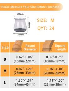 4/8/16/24/36 件装家具腿保护垫，适用于硬木地板，家具垫，椅子腿滑垫，硅胶椅腿套，防止地板刮伤并降低噪音，适用于厨房、客厅、卧室、咖啡厅，3 种款式可选 - 透明淺灰 - 查看 21
