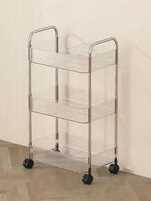 4-Tier Acrylic Storage Rolling Cart – Clear Multi-Layer Mobile Organizer With Wheels For Bathroom, Laundry Room, Kitchen, Office, Living Room & Bedroom – Transparent Storage Trolley With Handle, Modern Minimalist Utility Cart For Home Organization & Space Saving – Sturdy Acrylic Shelving Unit, Easy To Assemble & Clean
