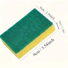 12/24 件双面清洁海绵 - 重型防刮擦海绵，带绿色和黄色层，可堆叠用于餐具、厨房、浴室、台面 - 耐用家居清洁必备品，圣诞礼物之选，多表面清洁剂 | 高效洗涤器 | 高吸水性海绵 - 彩色 - 查看 3
