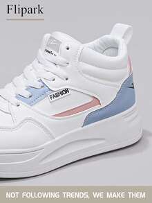 Flipark 1 双女士时尚休闲白色高帮运动鞋，运动风格学生百搭靴子