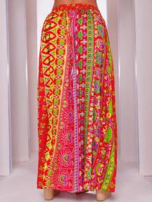 Long  Printed Skirt - 紅色 - 查看 6