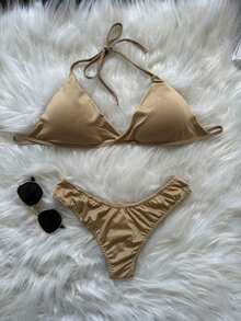 Conjunto Biquíni Asa Delta em Suplex poliamida – Sexy, Confortável e Estiloso! verão 2025 - Bege - Visão 3