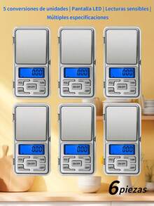 6 piezas Balanza Electrónica Dorada de Alta Precisión para Joyería, tapa extraíble, con función de conversión de unidad, báscula digital de joyas de 500g,0.01g, Balanzas Mini para Uso Doméstico con Escala en Gramos Precisa,báscula de bolsillo portátil g oz, pantalla LCD, báscula de alimentos, báscula de oro Con batería. - 6 piezas - Ver 2