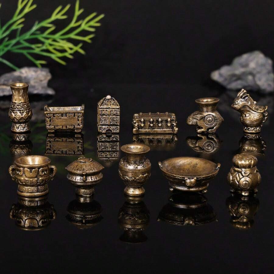 Mikrolandschaft Dekor Leuchtend im Dunkeln Faux Bronze Ornament, Harz DIY Handwerks-Accessoire für Miniatur-Garten, Puppenhaus, Schreibtisch, Auto, Fotografie, Geschenk (Weihnachten, Halloween)