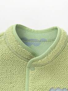 Balabala 2pcs/Set Kids Reversible Vest, Boys/Girls Fleece Jacket For Autumn/Winter - Gray Green Tone - View 9