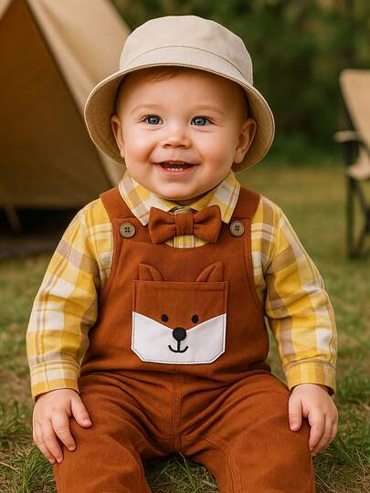 Conjunto de 2 piezas de camisa y mono para bebé niño nuevo de otoño e invierno.