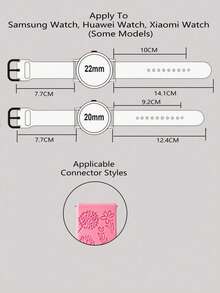 Carved Flower Silicone Watch Band Strap, Compatible With Samsung/ 20mm, 22mm Watches, Comfortable Soft Adjustable Sports Band