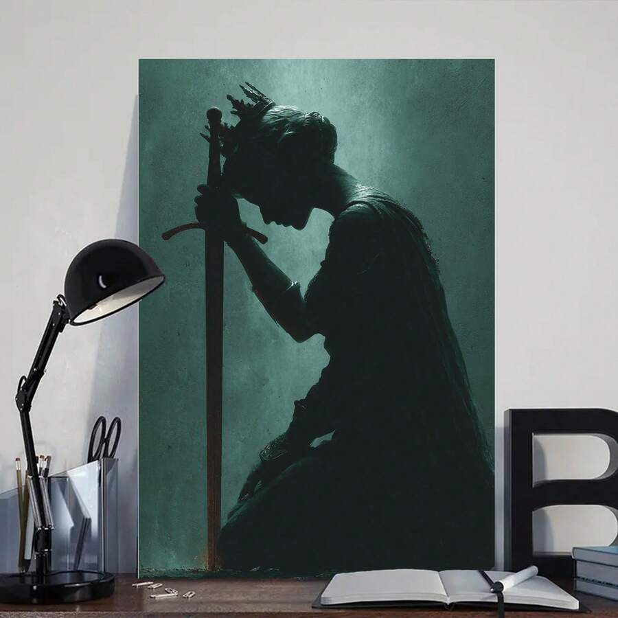 Silhouette Of Woman With Sword Canvas Wall Art Mysterious Portrait Decorative Prints For Living Room Bedroom Wall Decor Art Painting Pictures Canvas Wall Art Room Decor Halloween Decor Home Decor Christmas Decoration Bedroom Decor Christmas Decorations Christmas Decoration 2025 - 框架 - 查看 1