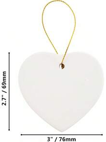 Adornos de cerámica en forma de corazón de porcelana esmaltada listos para pintar con colgador para árbol de Navidad y decoración de día festivo, paquete de 12 - Estrella - Ver 8