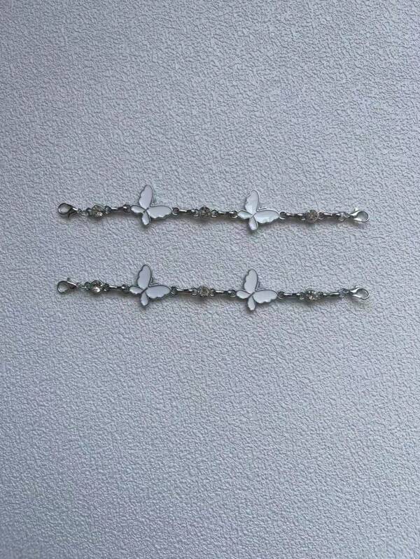 2pcs/Set White Sneakers & Shoes Elegant Butterfly Shoelaces