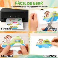 50 Hojas Autoadhesivas Papel Calcomanía Impermeable, Papel Calcomanía de Vinilo Imprimible para Impresora de Inyección de Tinta, A4 papel calcomanía Blanco Mate, Resistente al Desgarro, Secado Rápido - Muerte - Ver 9