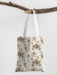 1 Stück Weihnachtsstrumpf Muster Tragetasche, große Kapazität Schultertasche, Damen Lässig Handtasche, Segeltuch Tragetasche geeignet für Arbeit, Schule, Einkaufen