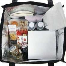 1 件大容量便携式加厚铝箔保温袋，旅行户外野餐冷藏午餐盒，轻便可折叠手提包，黑色午餐袋，适合女士旅行防水袋保温午餐袋午餐盒