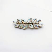 Presilha de cabelo dourada em formato de folha de cristal de luxo (iridescente/rosa roxo ombré), presilhas de garra, prendedor de cabelo, presilhas de cabelo